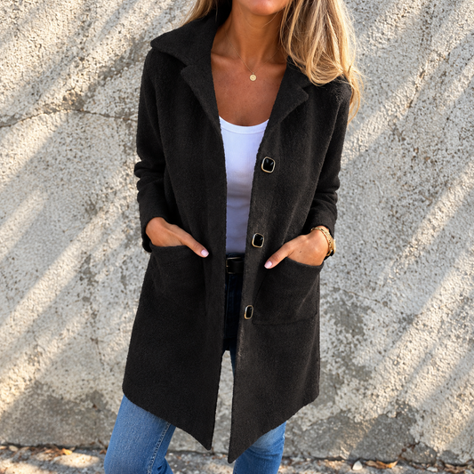 Manteau Mi-Long Femme à Col Polo